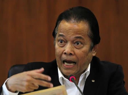 Football Association of Thailand (FAT) President Worawi Makudi speaks during a news conference at the association office in Bangkok September 19, 2012. REUTERS/Chaiwat Subprasom/File Photo