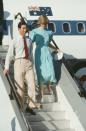 <p>The couple lands at Alice Springs Airport for the first stop on the six-week tour. <br></p>