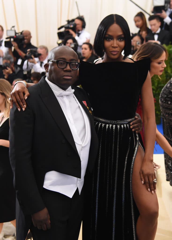 Edward Enninful and Naomi Campbell attend a Costume Institute Gala at Metropolitan Museum of Art on May 1, 2017 in New York City. (Photo by Nicholas Hunt/Getty/Images for Huffington Post)