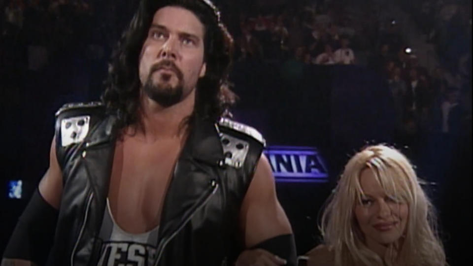 <p> Pamela Anderson, who was all the rage at the time thanks to her role on <em>Baywatch</em>, was one of the multiple celebrity guests on hand at WrestleMania XI in April 1995. The pop culture sensation served as Diesel’s, aka Kevin Nash, valet in his bout against Shawn Michaels. </p>