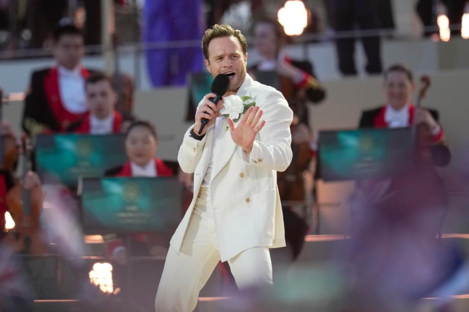 Olly Murs performing at the Coronation Concert, May 2023 (Copyright 2023 The Associated Press. All rights reserved)