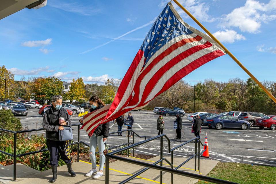 Voters at Cranston's Christian Fellowship Church in 2020.