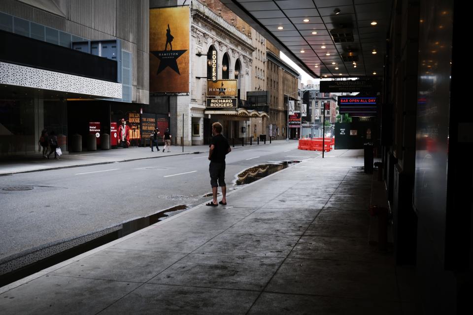 Closed Broadway theaters on June 30, 2020, in New York City.