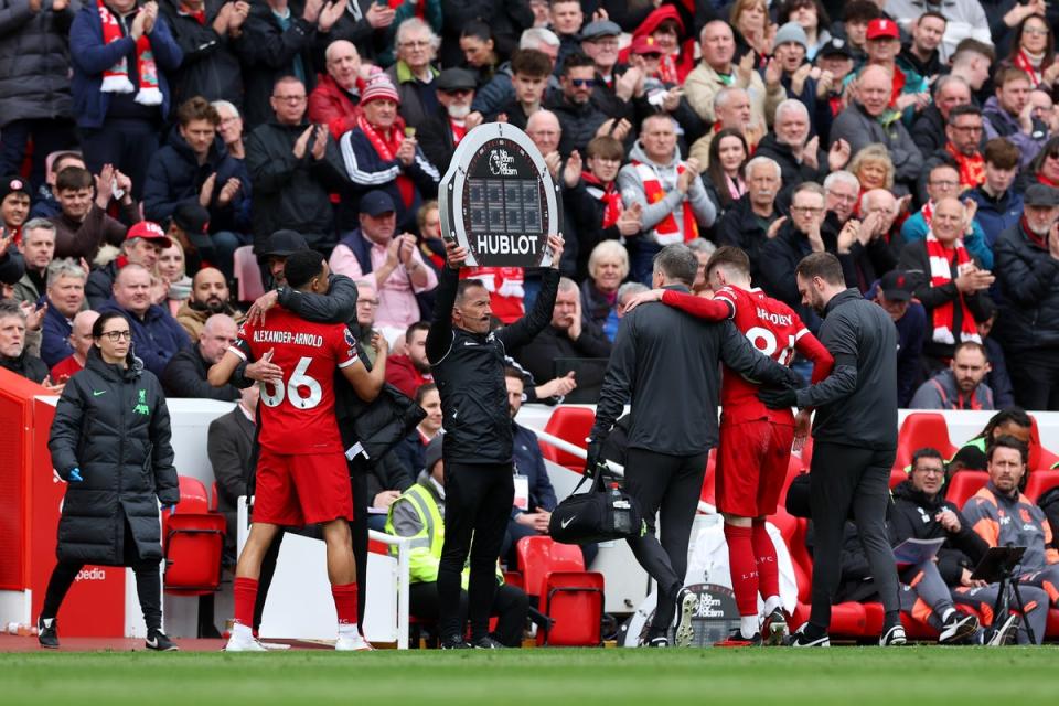 Alexander-Arnold made his comeback for the loss to Crystal Palace (Getty Images)