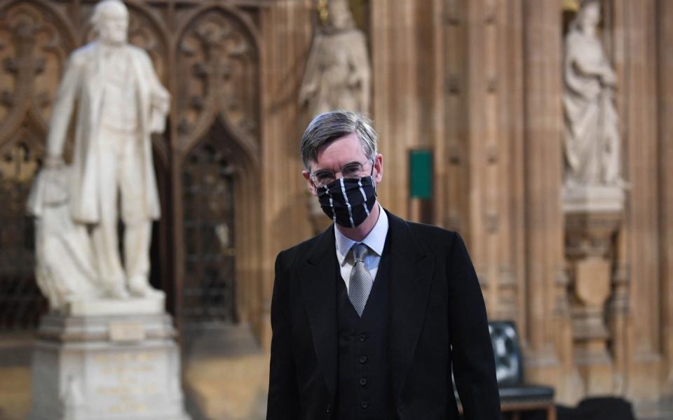 Jacob Rees-Mogg in Central Lobby before the State Opening of Parliament  - PA