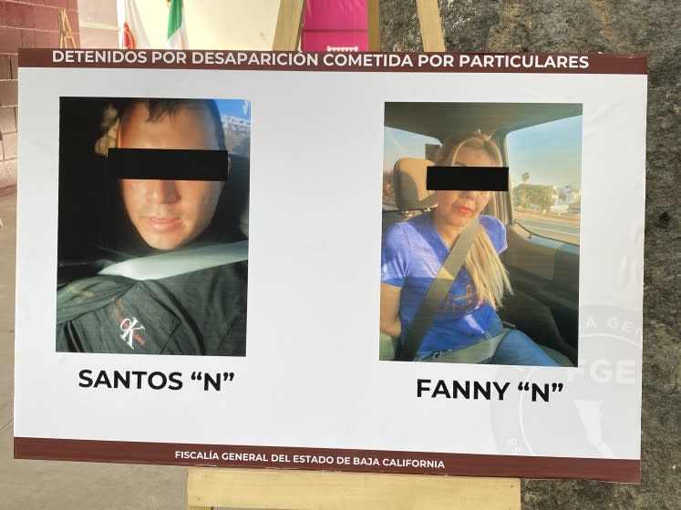 La Fiscalía de Baja California muestra imágenes de la pareja detenida el 8 de octubre de 2020 en relación a la desaparición del bombero Francisco Aguilar