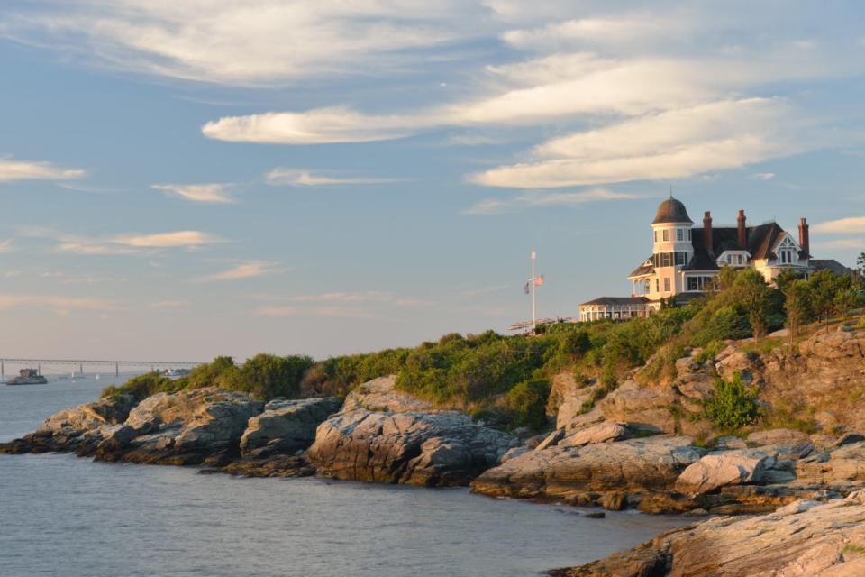 The Castle Hill Inn stands on the rocky Newport coast