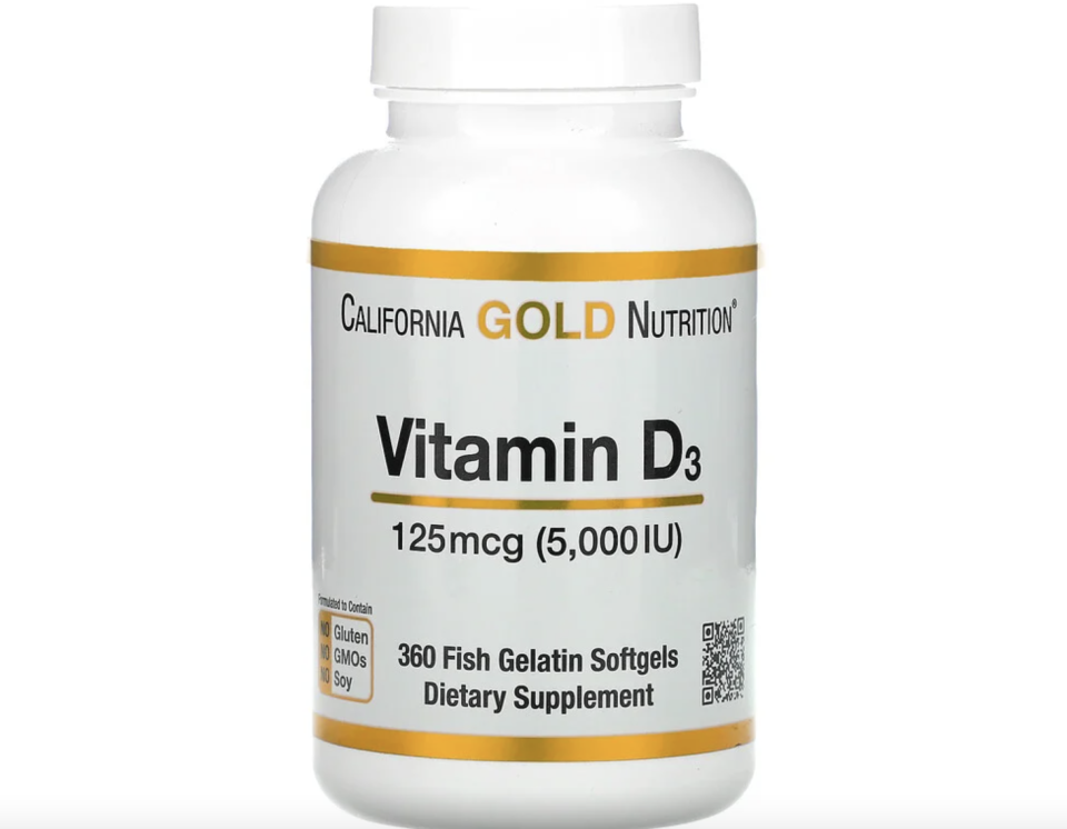 PHOTO: iHerb. Vitamin D3, 125mcg (5,000 IU), 360 Fish Gelatin Softgels