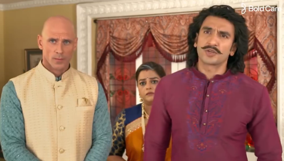 Bollywood actor Ranveer Singh features in an advert with Johnny Sins   (BoldCare )