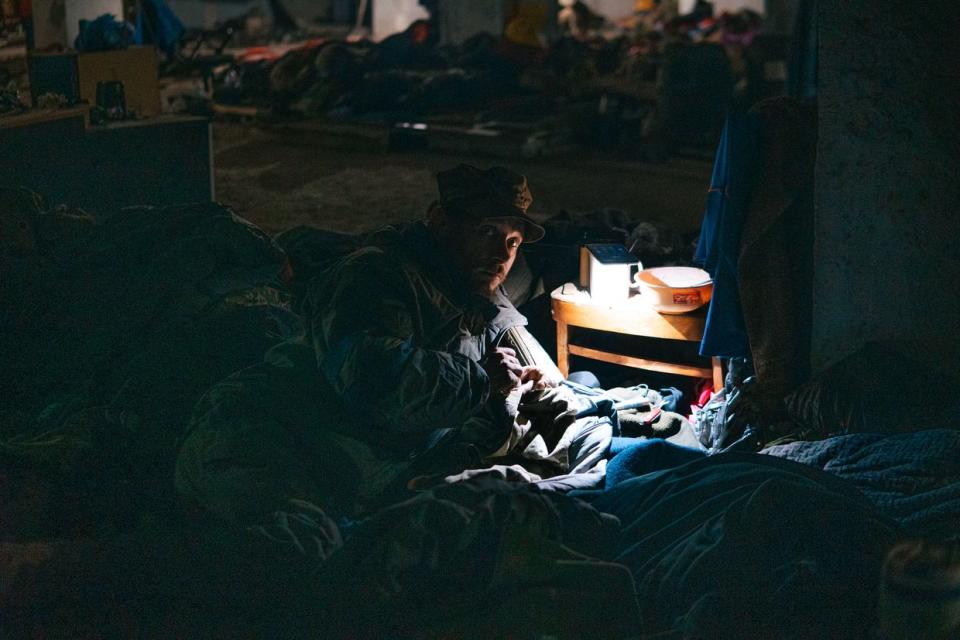 An Azov regiment soldier in the bunker of the Azovstal steel plant in Mariupol, Ukraine on May 7, 2022. (Personal archive / Dmytro Kozatskyi)