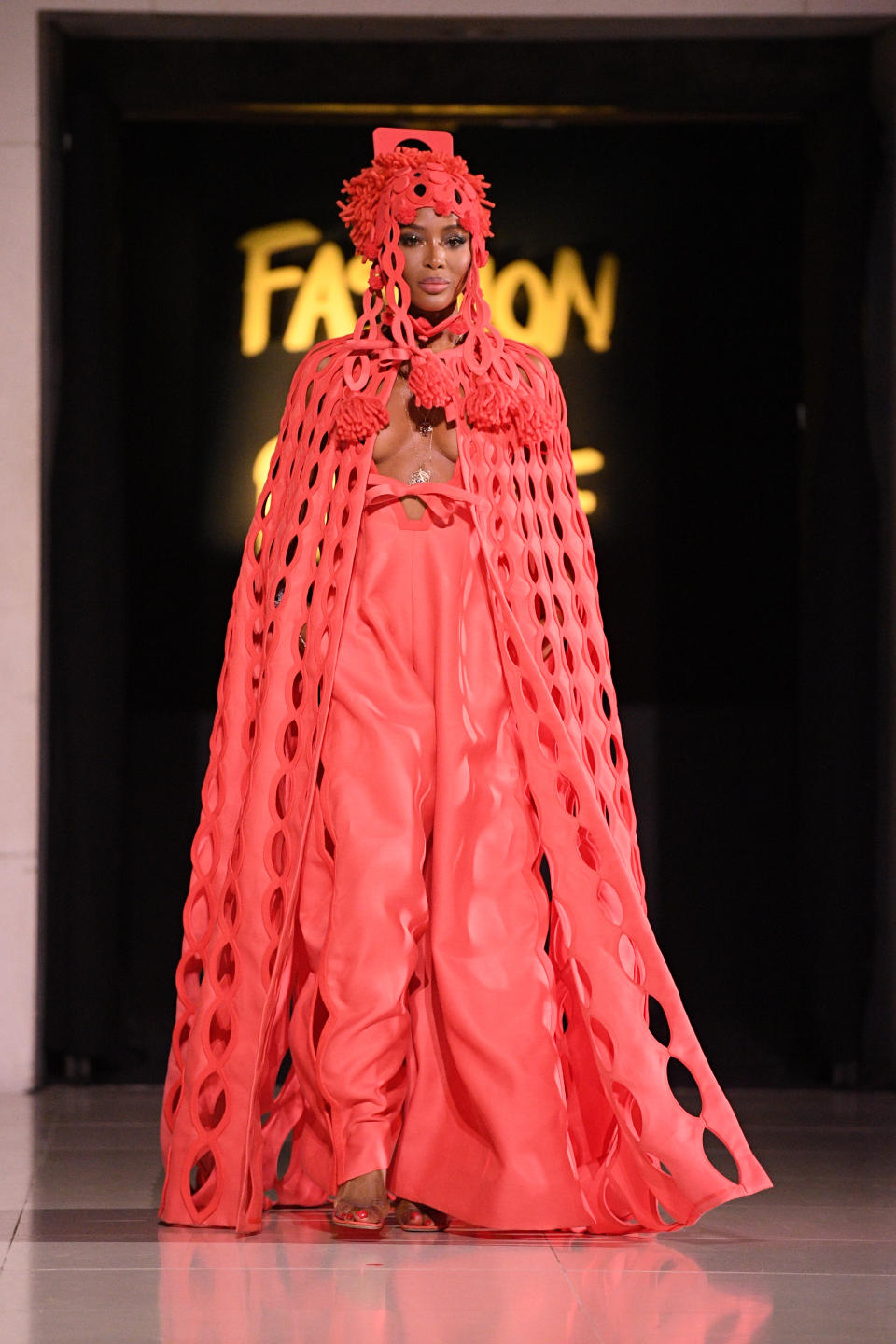 Naomi Campbell walks the runway at the Spring Summer 2020 Fashion For Relief show during London Fashion Week [Photo: Getty Images]