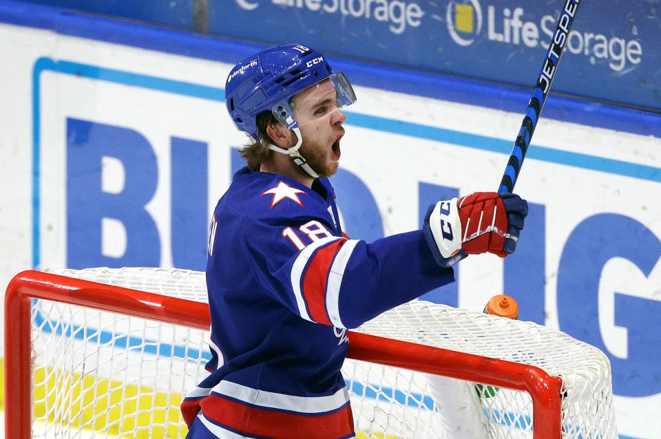 Isak Rosen has hit a bit of a slump but he's still tied for the Amerks' scoring lead with 22 points.