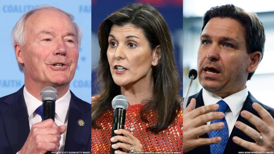 Asa Hutchinson, Nikki Haley and Ron DeSantis