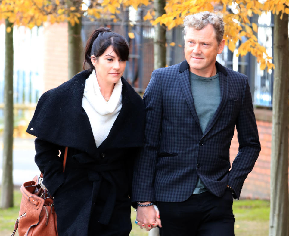 RETRANSMISSION ADDING ADDITIONAL NAME TO CAPTION Emmerdale actors Mark Jordon, 53, and Laura Norton arrive at Tameside Magistrates' Court, in Ashton-under-Lyne, where he is charged with grievous bodily harm and assault. (Photo by Peter Byrne/PA Images via Getty Images)