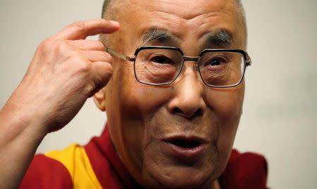 The Dalai Lama speaks at the U.S. Institute of Peace in Washington, D.C., U.S. June 13, 2016.REUTERS/Kevin Lamarque