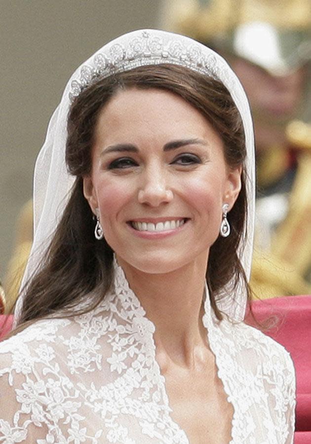 <p>At her wedding to Prince William in April 2011.</p>