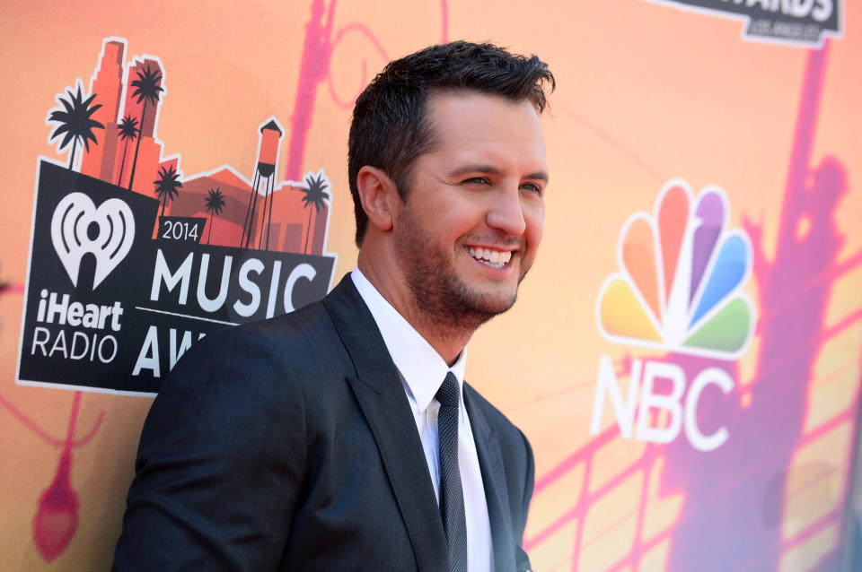 Luke Bryan arrives at the iHeartRadio Music Awards at the Shrine Auditorium on Thursday, May 1, 2014, in Los Angeles. (Photo by Jordan Strauss/Invision/AP)