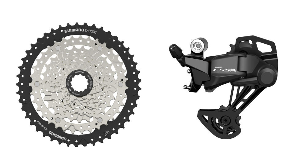 Shimano Essa 1x drivetrain cassette and derailleur