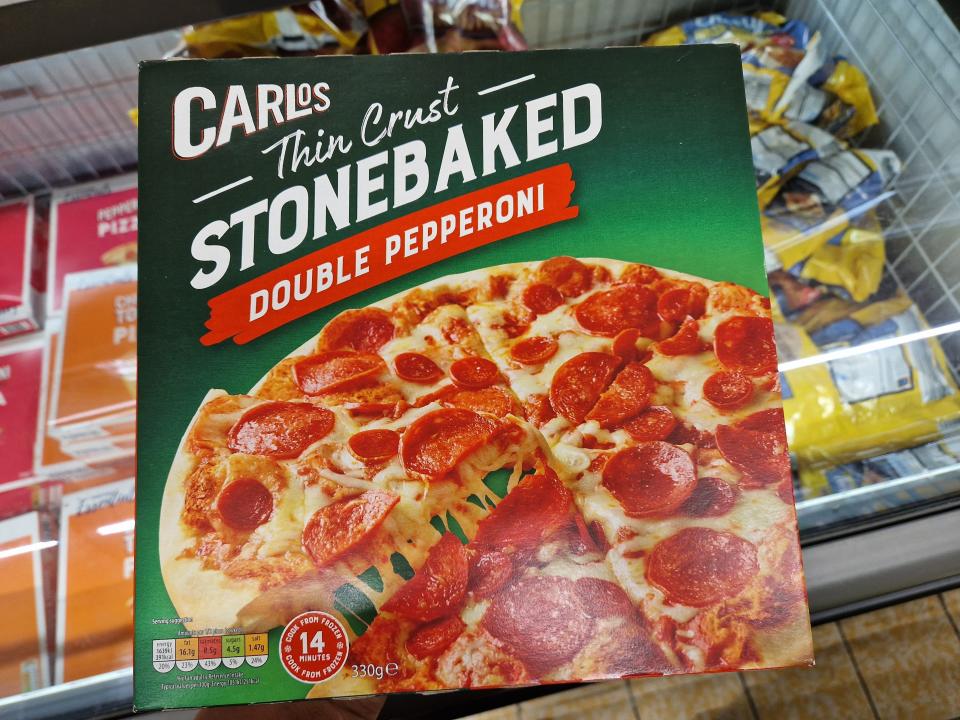 Carlos double-pepperoni pizza