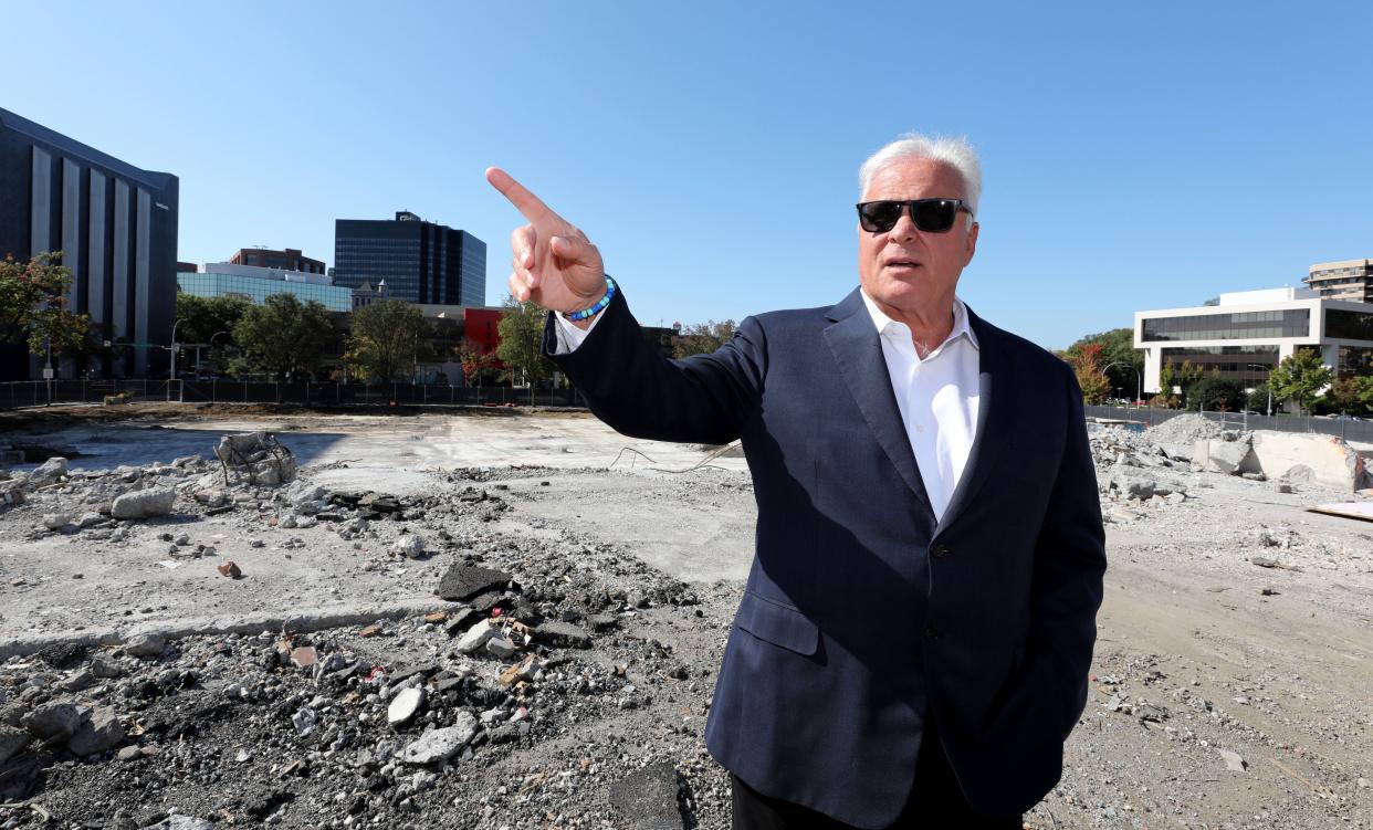 Real estate developer Louis R. Cappelli is pictured on the empty lot at the old White Plains Mall along Hamilton Avenue, Oct. 11, 2022.