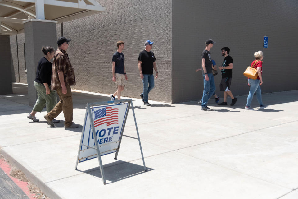 Voters head into vote Saturday at the Randall County Annex in Amarillo.