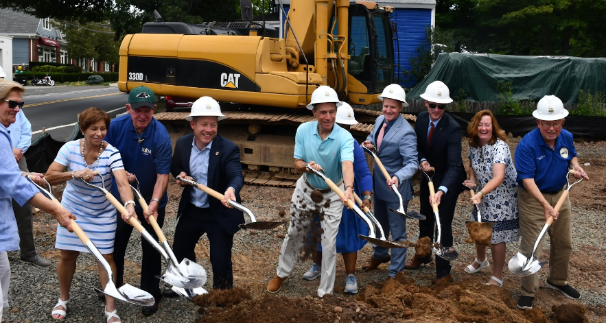 Officials of Ridgewood Water's service towns join Congressman Josh Gottheimer 4th from left) Monday at a groundbreaking ceremony for the Ravine Treatment Plant on Goffle Road.