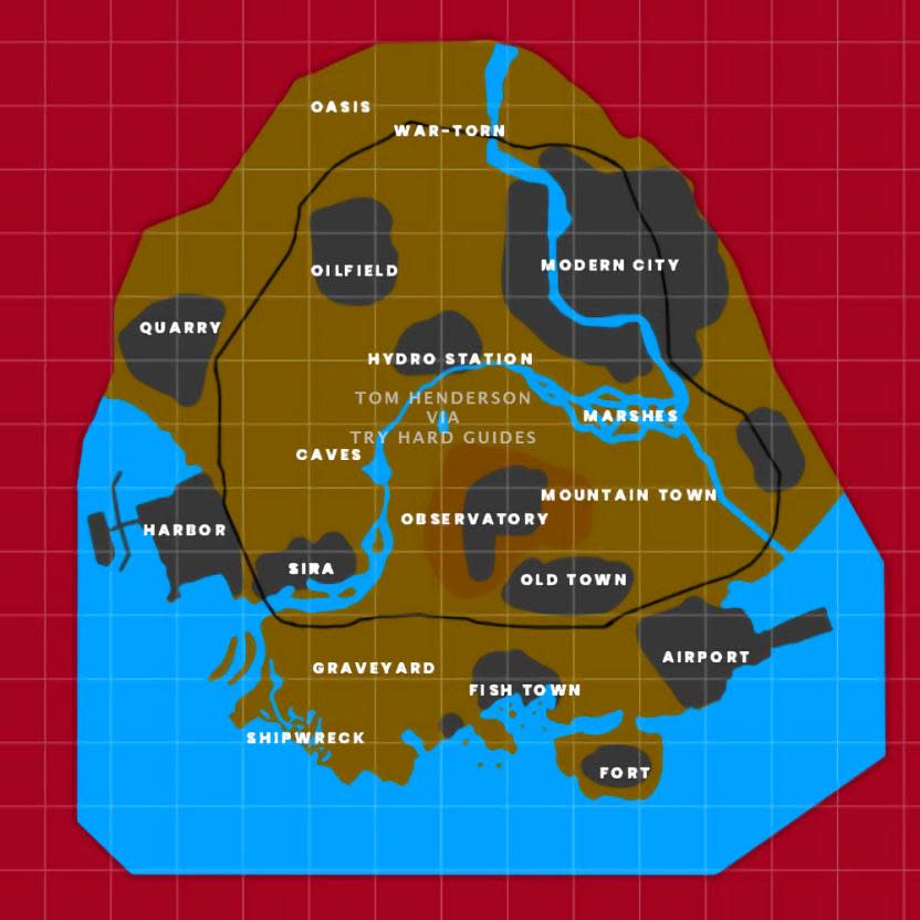 Supuesto mapa de Warzone 2 (vía Try Hard Guides)