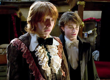 <p>Rupert Grint as Ron Weasley and Daniel Radcliffe as Harry Potter in Warner Bros. Pictures' Harry Potter and the Goblet of Fire - 2005</p>