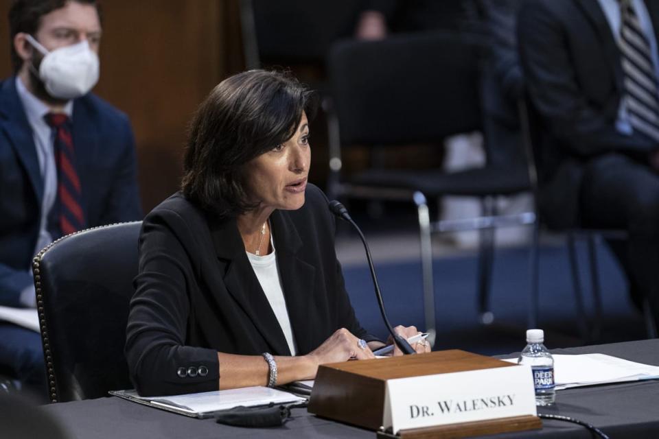 <div class="inline-image__caption"><p>Dr. Rochelle Walensky, Director of the Centers for Disease Control and Prevention, testifies before the Seante Health, Education, Labor, and Pensions Committee during a hearing on monkeypox on Capitol Hill in Washington, D.C., on Sept. 14, 2022.</p></div> <div class="inline-image__credit">Sarah Silbiger for The Washington Post via Getty Images</div>