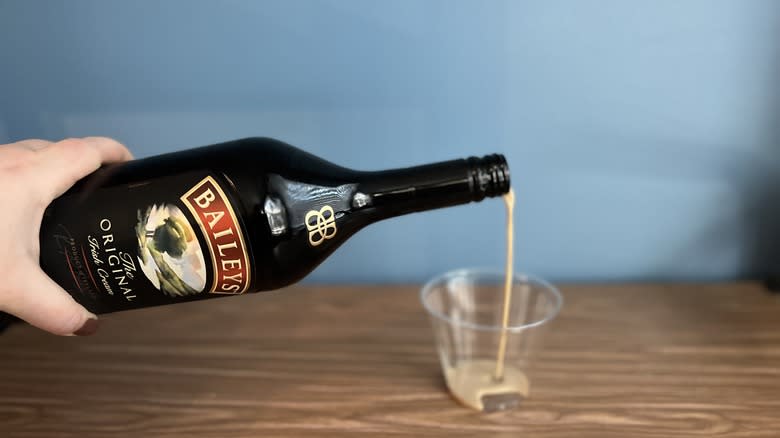 Pouring Baileys Irish cream