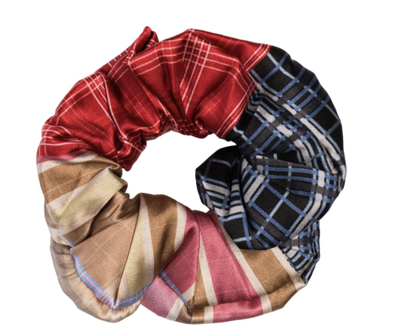 Ganni check print scrunchie. (PHOTO: Farfetch)