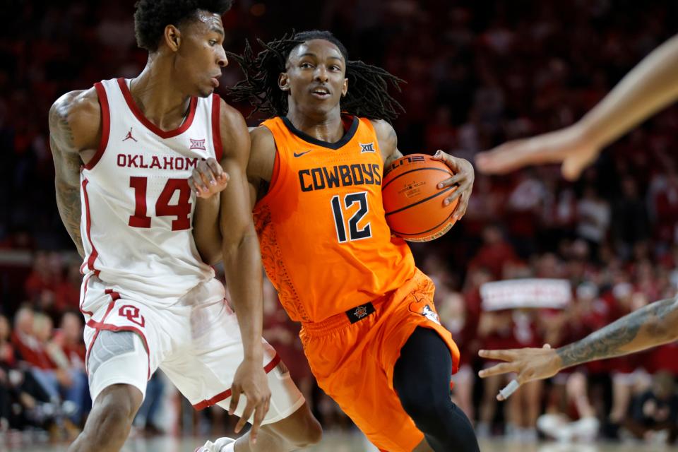 Javon Small (14) is Oklahoma State's top scorer. The Cowboys face UC Wednesday night at Fifth Third Arena.