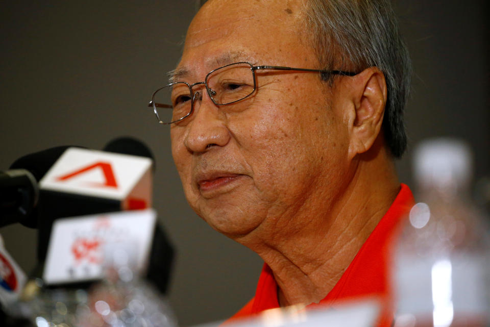 Leader of the newly-launched Progress Singapore Party (PSP) Tan Cheng Bock speaks to members of the media at a press conference in Singapore July 26, 2019. REUTERS/Feline Lim