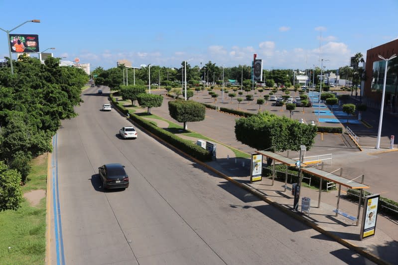 A general view shows a shopping mall at the Tres Rios neighborhood, which faced the most intense firefights on the street where soldiers attempted to arrest Ovidio Guzman, a son of jailed drug lord Joaquin "El Chapo" Guzman, in Culiacan