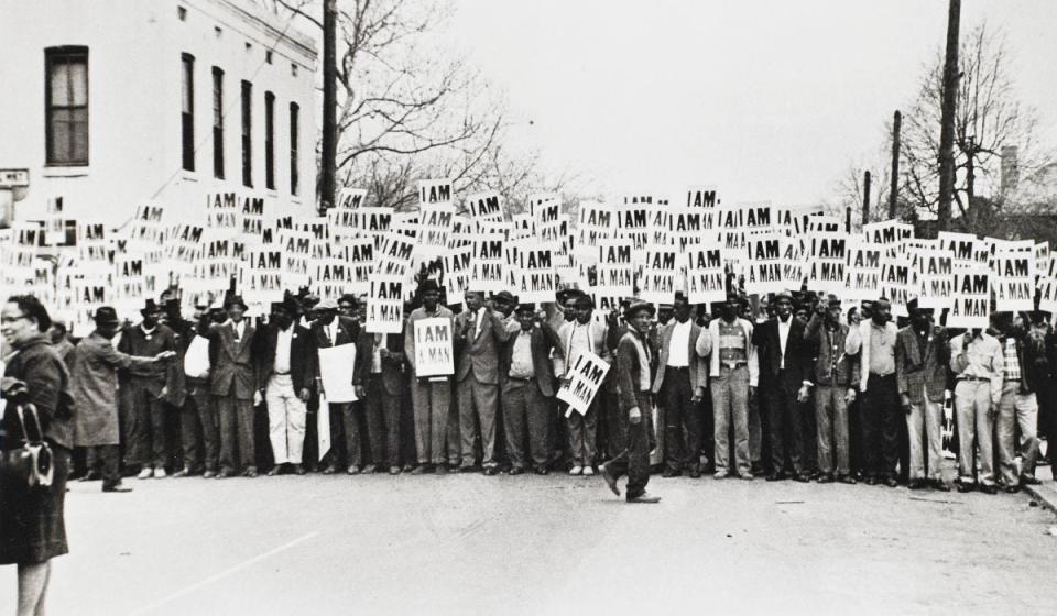 This sea of "I AM A MAN" signs held by striking Memphis sanitation workers remains one of photographer Ernest Withers' most famous images.