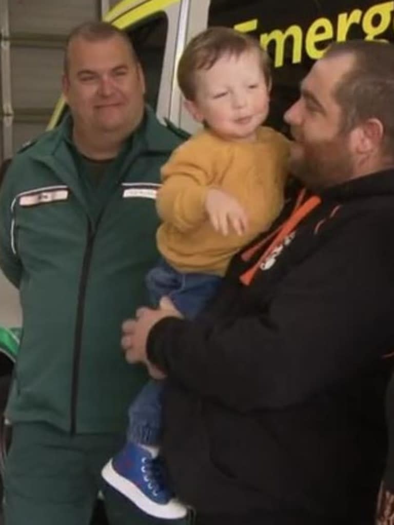 Paramedic saves toddler from being crushed by BBQ. Picture 7NEWS 3.JPG