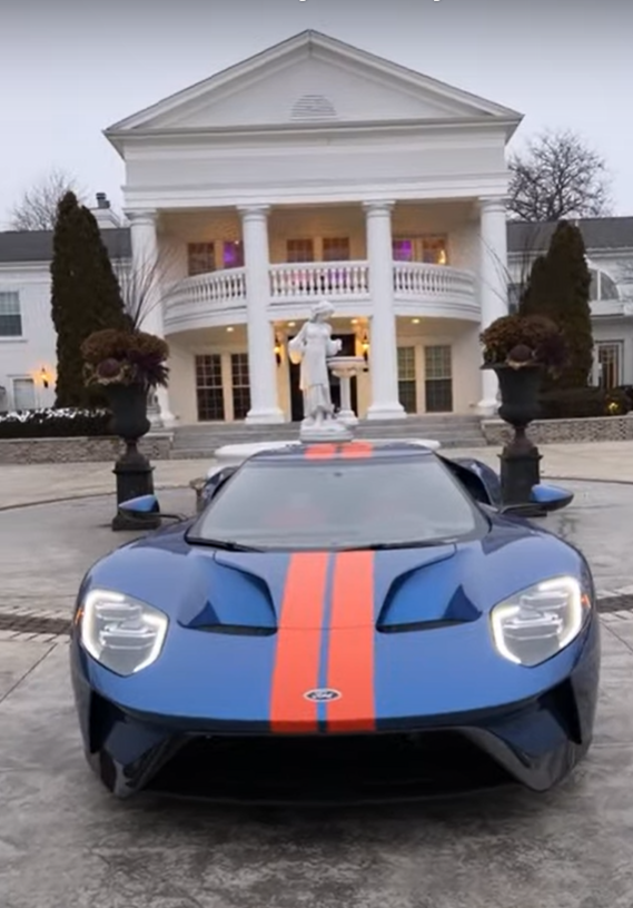 A "Helpful Car Tips" video uploaded to YouTube on Dec. 31, 2021, reveals a 2018 Ford GT outside Aleya Siyaj's home in St. Charles, Ill.