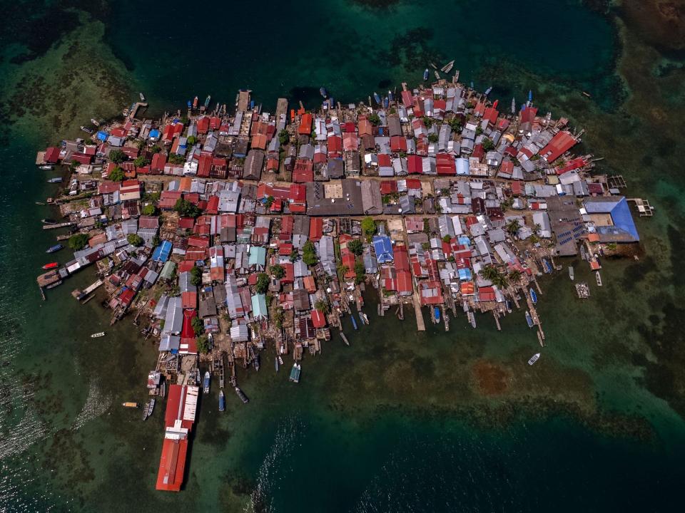 An aerial view of the island of Carti Sugtupu in Panama.