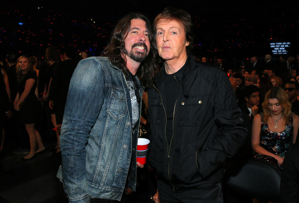 Dave Grohl and Paul McCartney at The 57th Annual Grammy Awards in 2015. (Photo: Mark Davis via Getty Images)