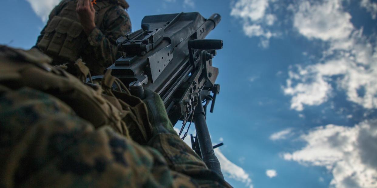 US Marines Bulgaria high-angle Mark 19 grenade launcher