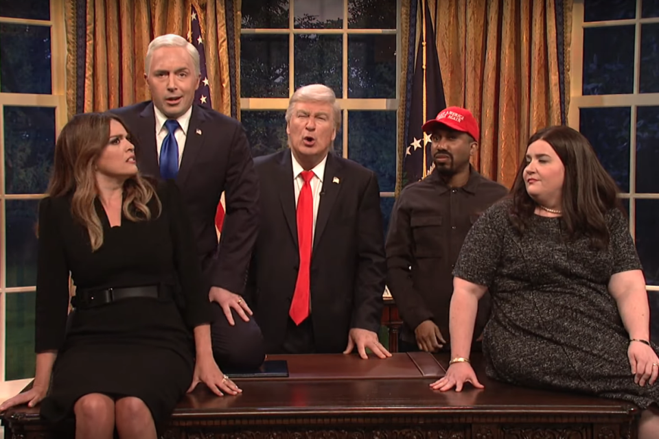 This week’s Saturday Night Live opened with Alec Baldwin reprising his role as Donald Trump and singing a spoof version of Queen’s “Don’t Stop Me Now”.The sketch began with Baldwin’s Trump discussing his Summer vacation plans, saying that he’s on “cruise control” until the second term.“I’m very excited for Summer,” he said. ”Getting around to all those things I never have time for: golf, visiting friends in prison, and enjoying all the new tariffs from China.”After telling America to “sit back and enjoy the ride”, Baldwin’s Trump, along with other members of the current administration – including Melania Trump (Cecily Strong), Mike Pence (Beck Bennett) and Sarah Huckabee Sanders (Aidy Bryant) – burst into a rendition of the Queen song, with the words changed to “Don’t stop him now, because he’s having a good time”. “He’s a loose canon ripping up the laws, of society,” sang Bryant’s Sanders. ”You can’t subpoena him, he’s going to obstruct.”Towards the end of the sketch, Robert De Niro made an appearance as Robert Mueller. “I have something very important to tell the American people, something they need to hear,” he said.Baldwin’s Trump interrupted: “No collusion, no obstruction. So don’t stop me now!” Watch the entire sketch below.The episode of Saturday Night Live was hosted by Paul Rudd and marked the season finale.