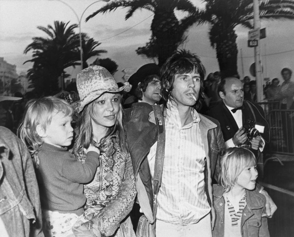 Anita Wallenberg, Keith Richards and kids attend a screening of 'Gimme Shelter,' in Cannes, 1970.