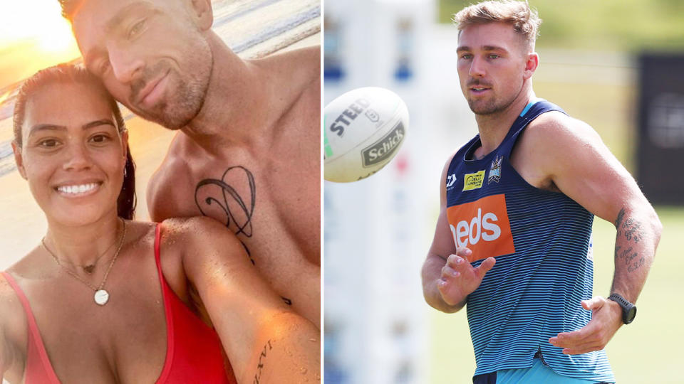 Bryce and Shanelle Cartwright, pictured here on Instagram and on the footy field.