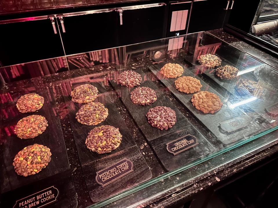 display case of cookies at gideon's bakehouse in disney springs