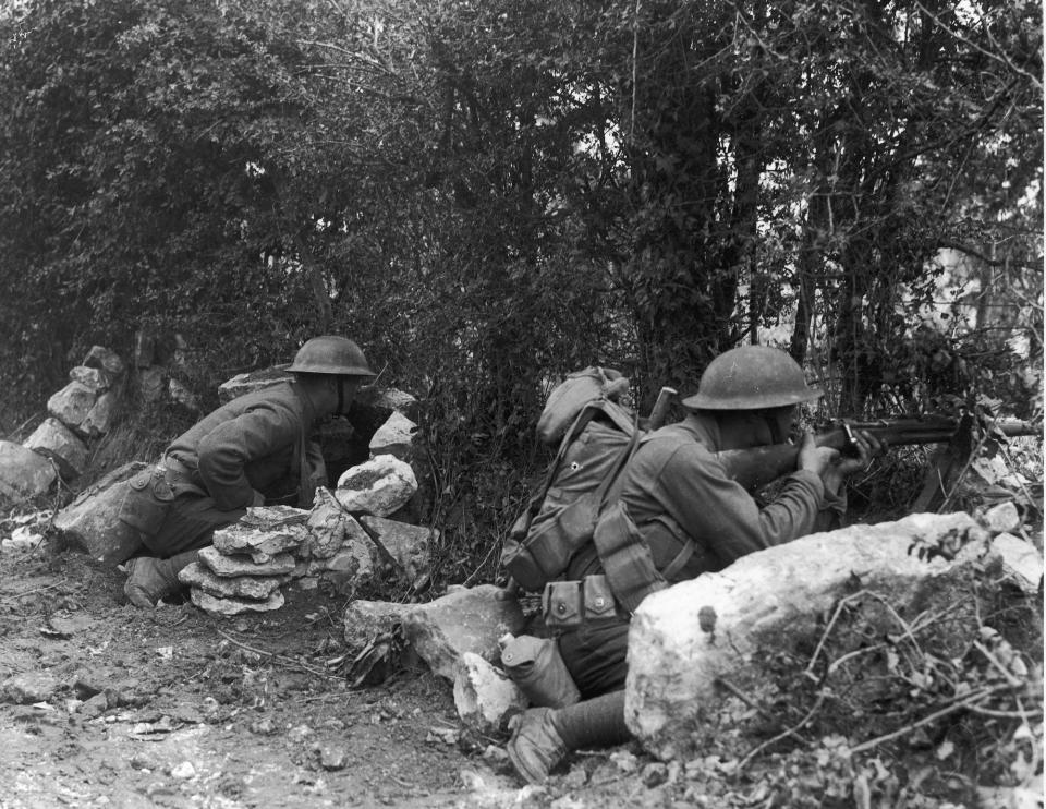 A Marine with a rifle in Belleau Wood France