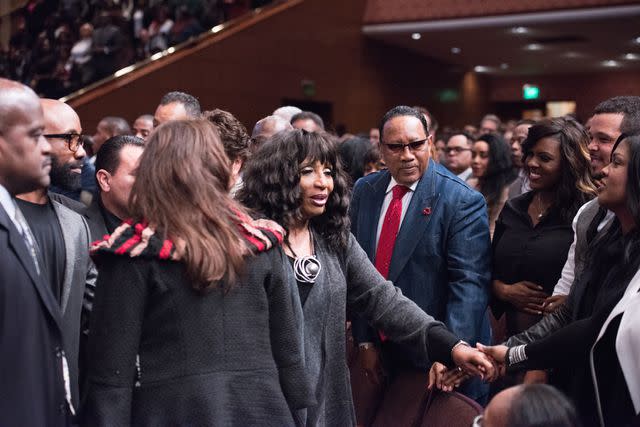 <p>Earl Gibson III/Getty</p> Sandra Crouch attends the memorial service for her brother Andraé Crouch on Jan. 20, 2015 at West Angeles Church of God and Christ