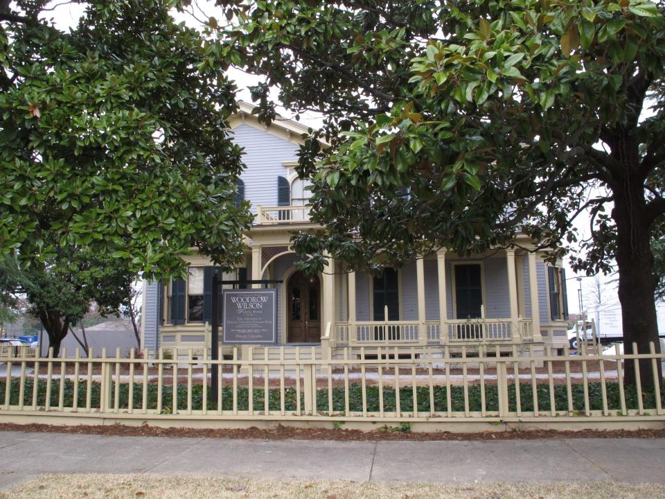 Former President Woodrow Wilson's boyhood home in seen on Monday, Feb. 10, 2014, in Columbia, S.C. Historic Columbia helped renovate the home where Wilson lived when he was a teen and it is opening to the public as a museum.(AP Photo/Jeffrey Collins)