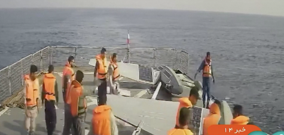 Iran's navy seized but later released two U.S. sea surface drones in the Red Sea, Iranian state television reported on Sept. 2, 2022, in the second such incident in days. / Credit: WANA via Pool / Reuters