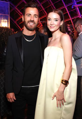 <p>Monica Schipper/GA/The Hollywood Reporter via Getty Images</p> Justin Theroux and Nicole Brydon Bloom attend the after party for the Los Angeles premiere of Hulu's "We Were The Lucky Ones" at the Academy Museum of Motion Pictures in March 2024.