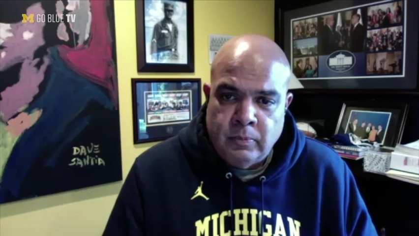 Michigan athletic director Warde Manuel answered questions from a U-M media reporter about the football team's pause on Wednesday, Dec. 2, 2020.